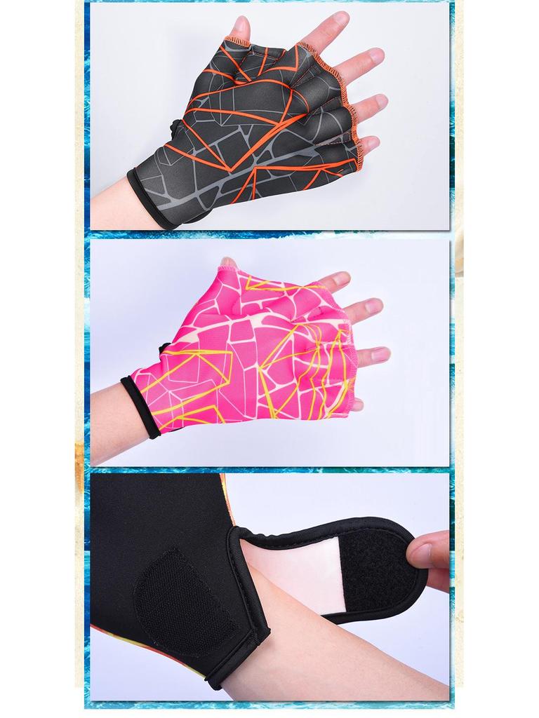 Neoprene Embossed Swimming Gloves with Webbed Duck Feet Fins for Diving and Paddling
