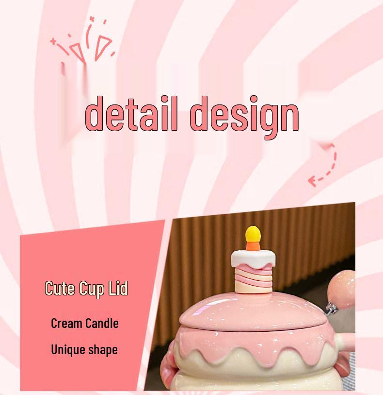 Ceramic Baby Foot Birthday Mug with Lid, High-Quality Gift Box for Girls