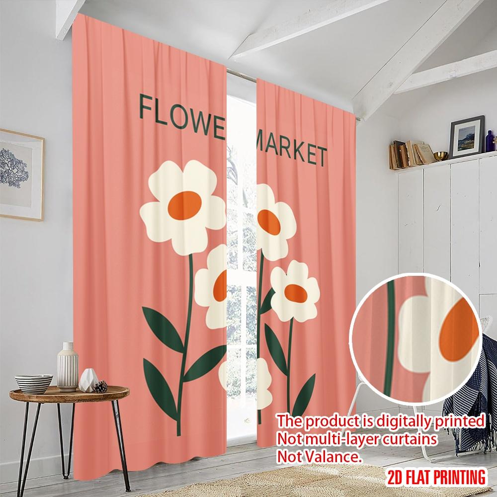 2 st 2D platt tryckning Draperier Blommigt 0 Polyestertyg Utan Elektricitet Festlig Väggdekor Perfekt för Vårhelger