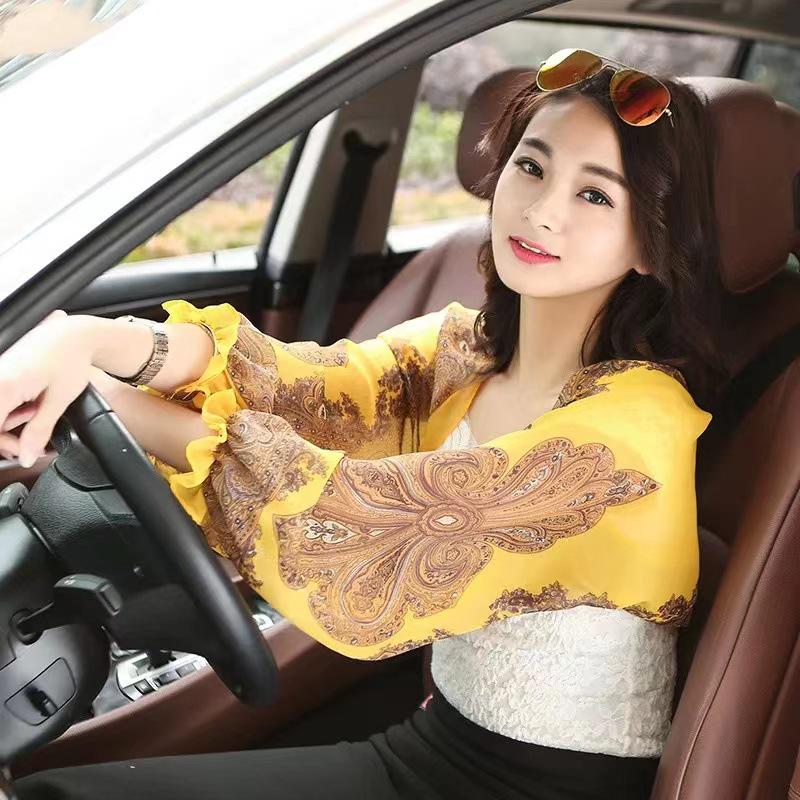 Cashew Print Chiffon Sunscreen Cardigan with Sleeves - Women's Summer Shawl Scarf