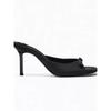 2025 Spring New Women's Shoes, Black Bow Decoration, High-heeled Sandals, Thin Heels, One-word Belt, and Cool Slippers Muller Shoes.