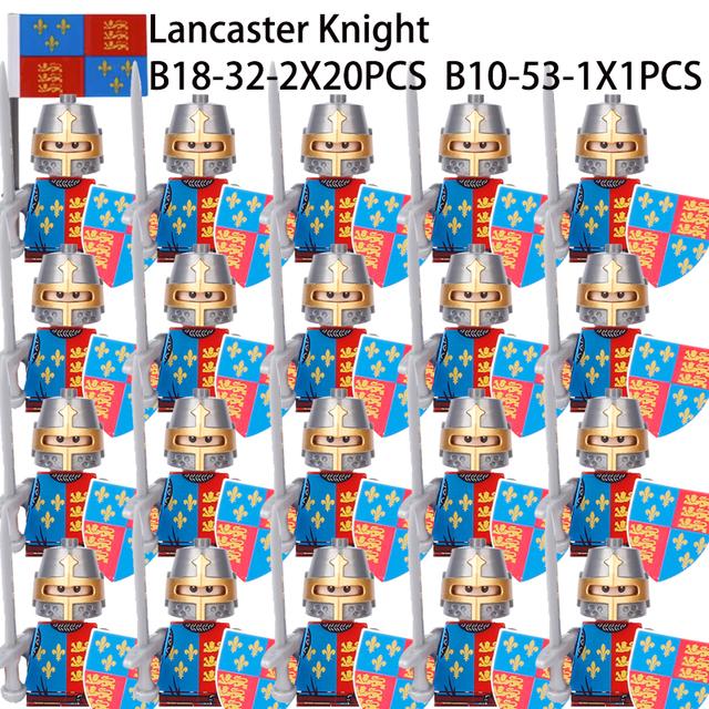 Military Building Blocks Solider Figures Gifts Toys Movie Science Fiction Series Medieval Knight Legion Weapons Shield Flag MOC