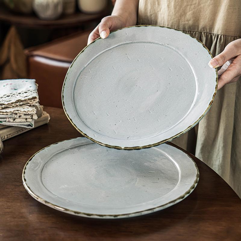 Niche Special-Shaped Plate Retro Steak Plate Pasta Plate Characteristic Ceramic Plate Household Vegetable Plate Large Plate Dinner Plate