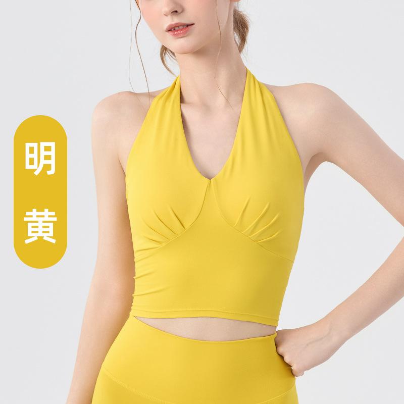 Sports underwear shockproof outer wear beautiful back suspenders Pilates training yoga vest with chest pads sexy gathering bra S