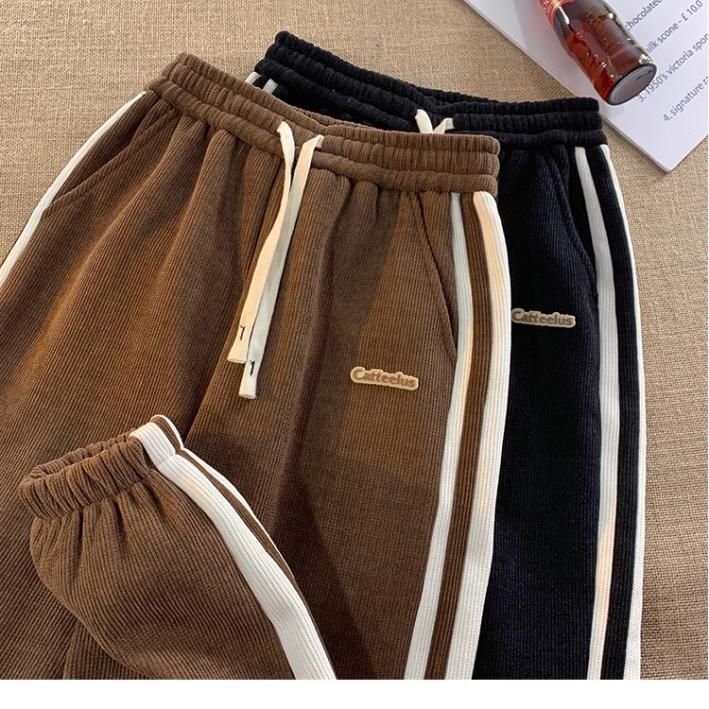 Women's High Waisted Trousers Casual Drawstring Wide Leg Two Striped Carped Pants for Women