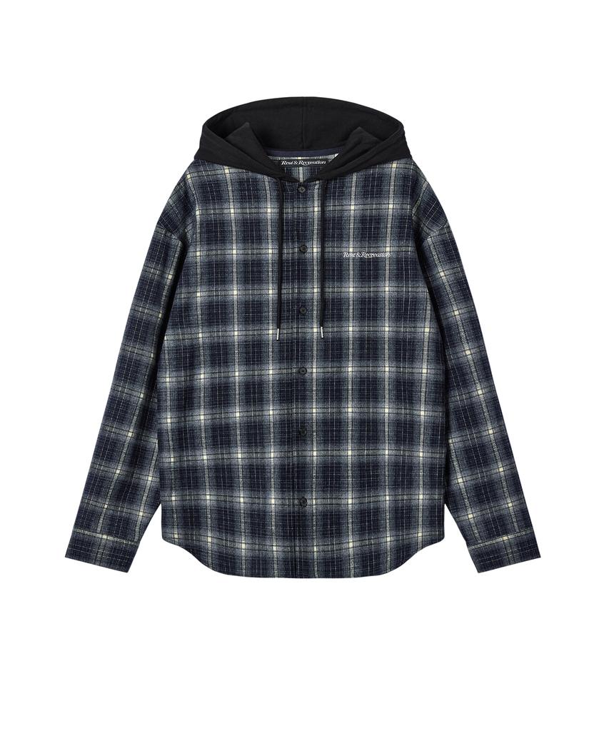 REST&RECREATION Check Hood Shirts - Navy
