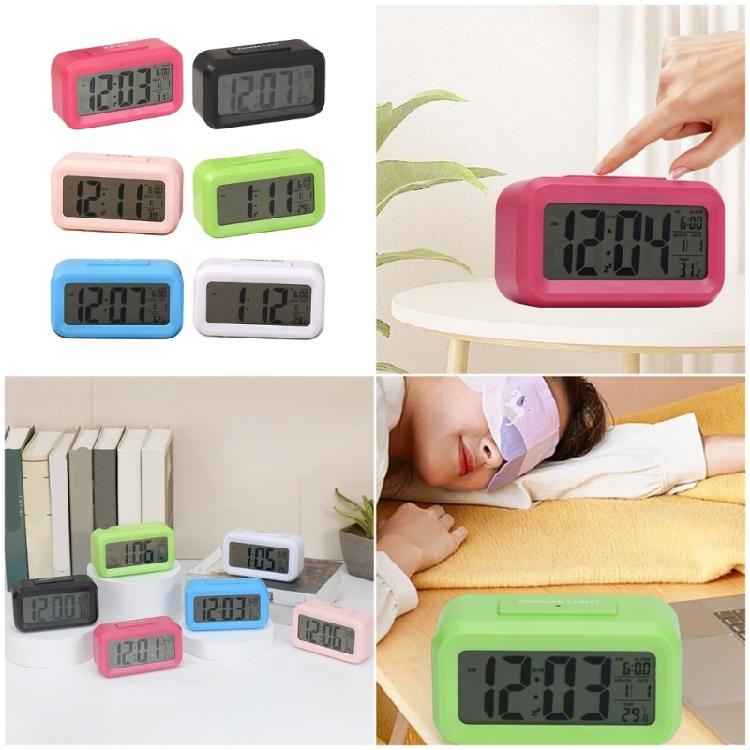 Plastic Digital Clock Temperature Calendar Display 1 Alarm Group Auto Nightlight Snoozes Function Household Essential