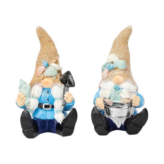 Coastal Gnome Figurine, Beach Shell Conch Gnome Ornament, Resin Ocean Gnome Statue for Summer Beach House Home Decoration