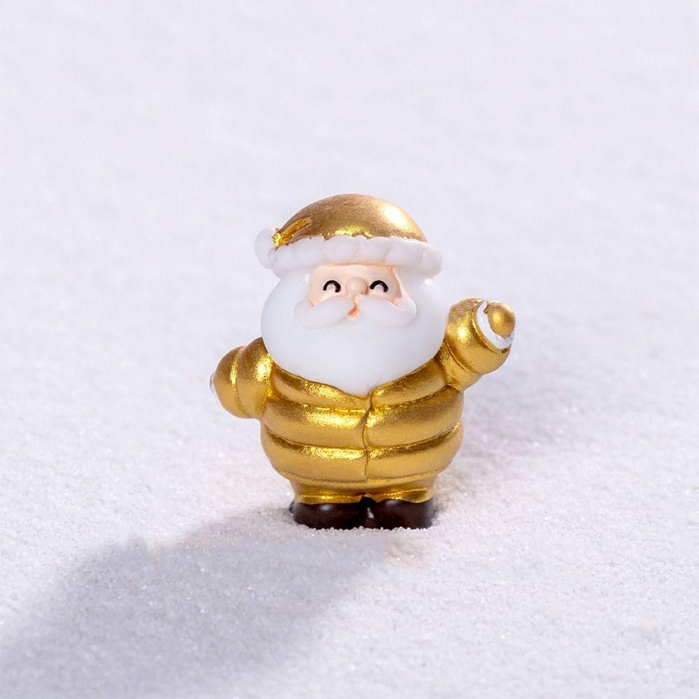 10pcs Cartoon Christmas Elderly Sled Figurine Cute DIY Mini Santa Claus Ornament Handmade Resin Crafts Santa Claus Statue