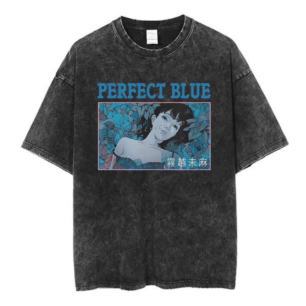 Anime Perfect Blue Mima Kirigoe Vintage Washed TShirt Men Women Clothing Fashion Aesthetic Short Sleeve Oversized T Shirts Tops