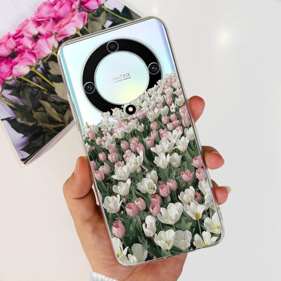 For Honor X9b 5G Case 2023 Fashion Flower Clear Silicone Soft Back Cover For Honor X9a RMO-NX1 Funda HonorX9 X 9 X 9B X 9A Coque