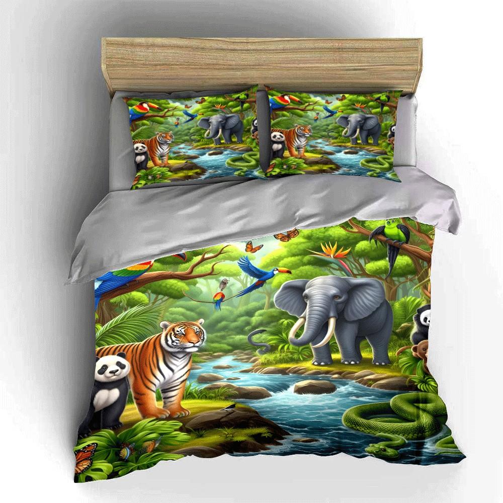 Wildlife Jungle Adventure Set Exquisite Three-Piece Bedding Set Gift For Kids And Adults