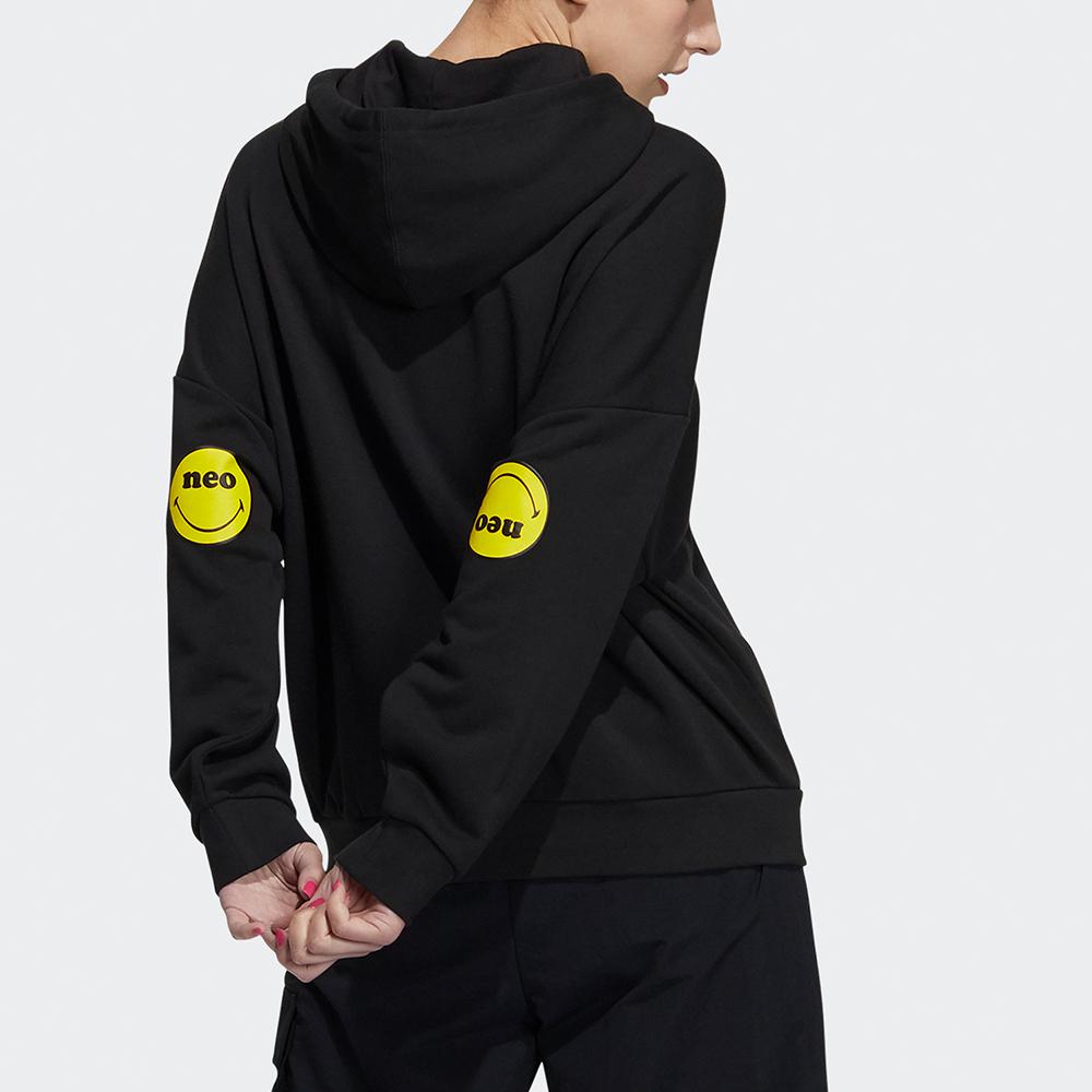 Adidas Neo X Smiley Collaboration Womens Csmly Sweatshirt With Smiley Logo Print Women Sweatshirt Black HE7951