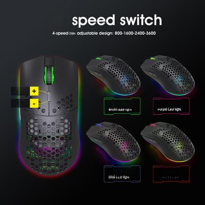 HXSJ T66 RGB 2.4G Wireless Gaming Mouse RGB Lighting Charging Mouse with Adjustable Movement Speed Ergonomic Design for Desktop