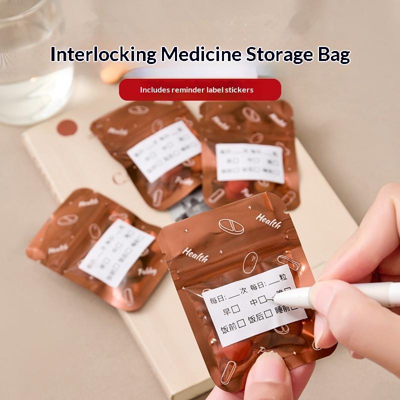 Travel Medicine Storage Solution with Reusable Light-proof Zipper Lock Pill Pouch Set