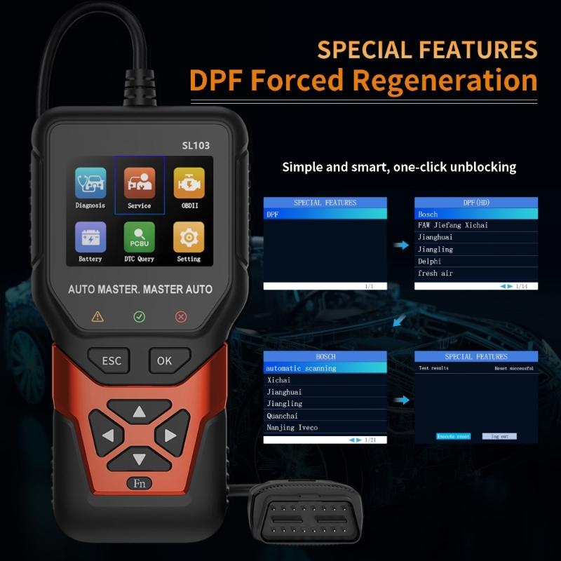 Comprehensive Multifunction Automotive Scanner for Engine Fault Codes DPF Reset Battery Testing and Live Data Monitoring