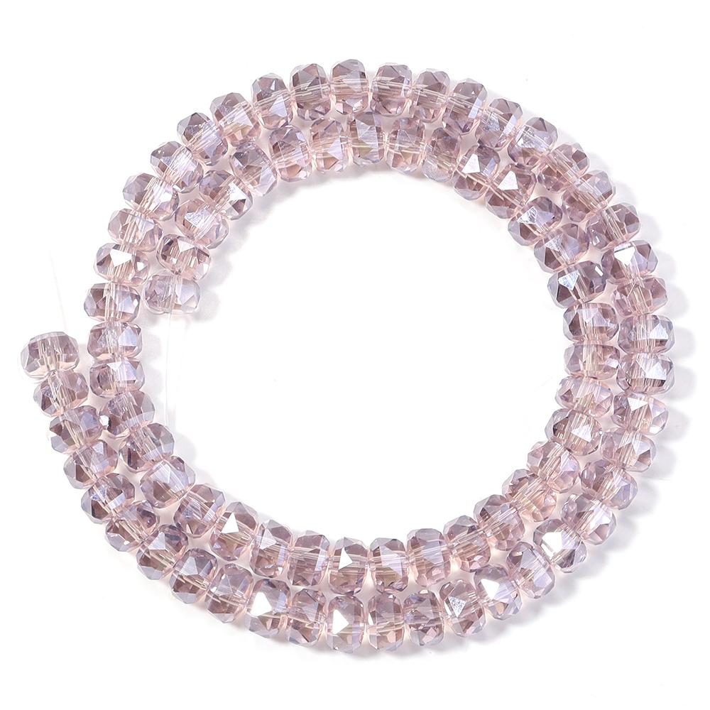 1 Strand 5x8mm Electroplated Glass Beads Transparent Colorful Wheel Shaped Loose Spaced Beads For DIY Bracelet Necklace Supplies