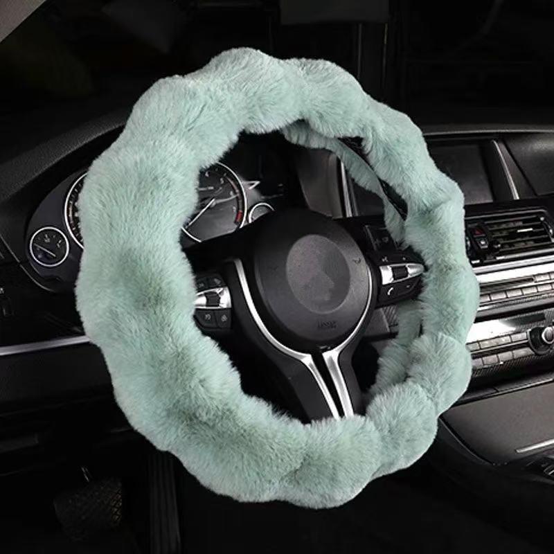 Soft Fluffy Car Steering Wheel Cover Plush Winter Warm Steering Wheel Grip Cover Non-Slip Steering Wheel Protector Car Steering