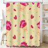 Vintage Floral Shower Curtain with Hearts Design for Bathroom Decor Pink Beige Pattern Home Decoration DIY Waterproof Hanging Cu