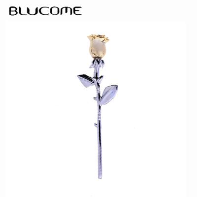Quality Copper Flower Brooches Rose Shape for Woemn Men Suit Coat Hijiab Pins