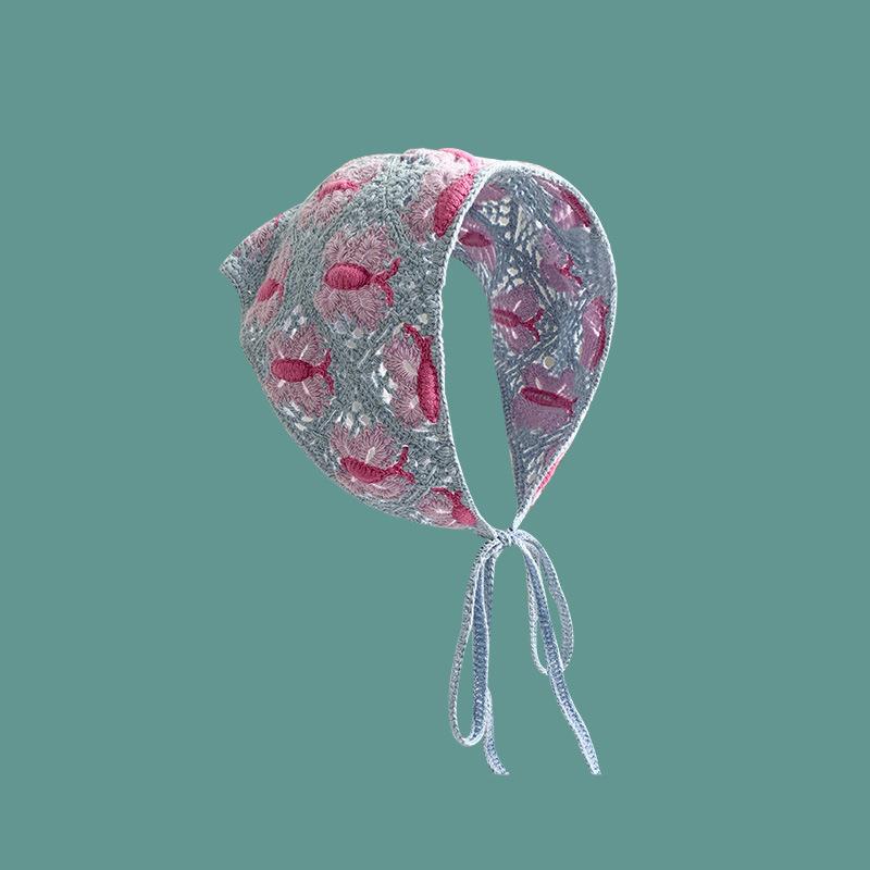 Daisy Knit Triangle Headscarf - Pure Cotton French Countryside Style Hairband for Women