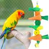 Bird Chew Toy Bite-resistant Natural Materials with Bell Carrot Shape Bird Parrot Hanging Toy Cage Accessories