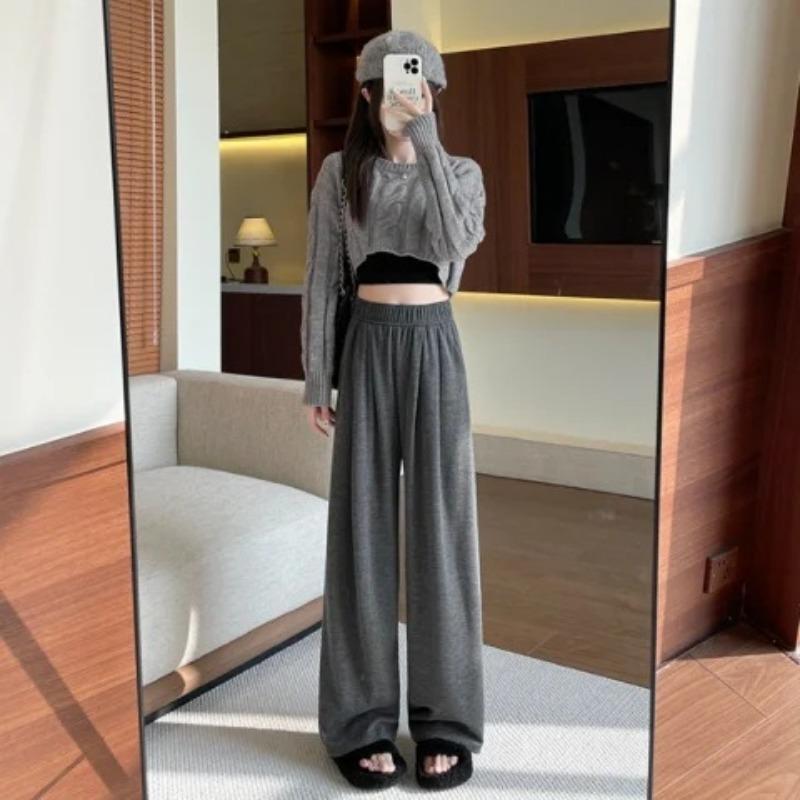 Soft and Glutinous Rice Straight Pants for Women's Spring and Autumn Pants Loose Bf Lazy Style Casual Drooping Floor Wide-leg Pants