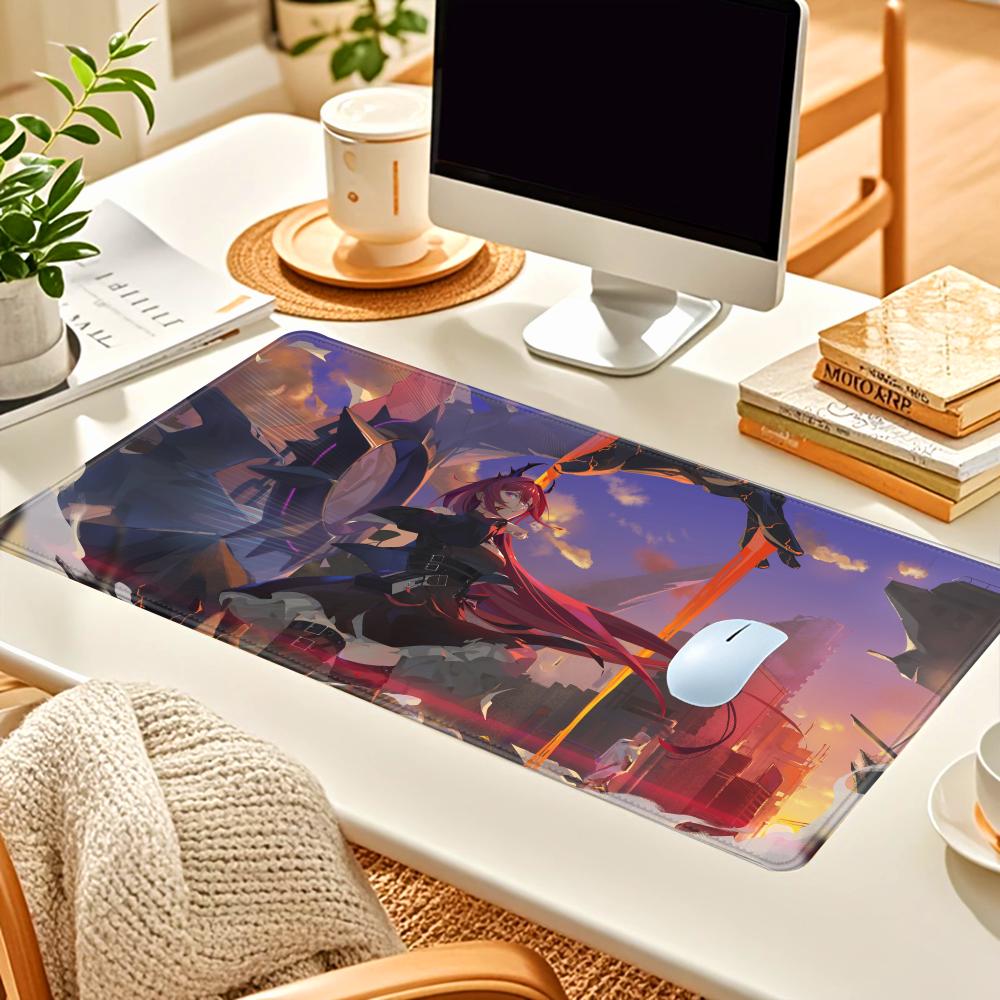 HYBXAXC Game Arknights Surtr Mousepad Large Keyboard Desk Mat Gaming Mouse Pad LockEdge Nonslip Mat