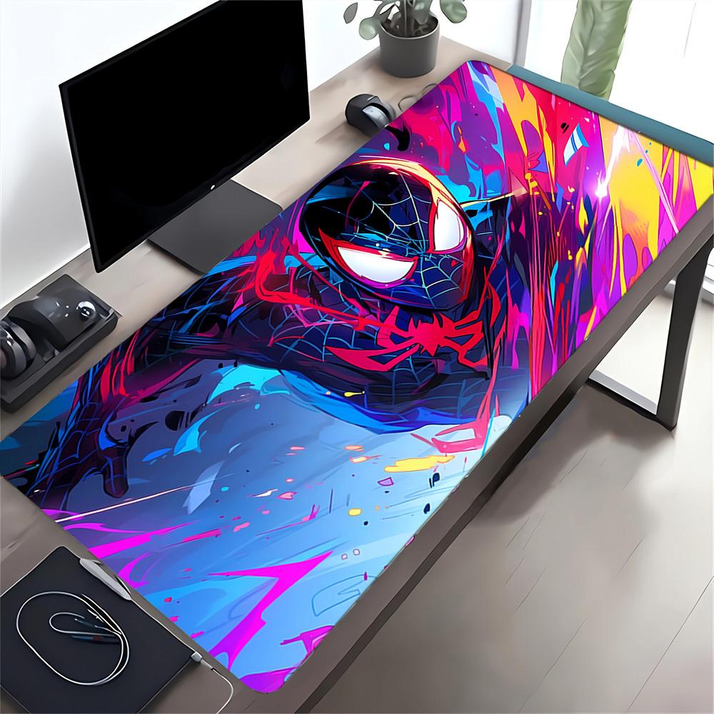 Large Multi-Size Non-Slip Rubber Base Spiderman, hero, colorful oil painting Mouse Pad, Stitched Edges Keyboard Desk Mat for School, Office,