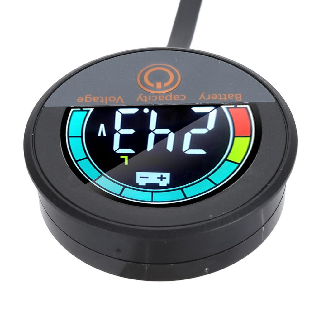 Round Energy Meter Embedded Mount Digital LCD Display Battery Capacity Voltage Monitor for