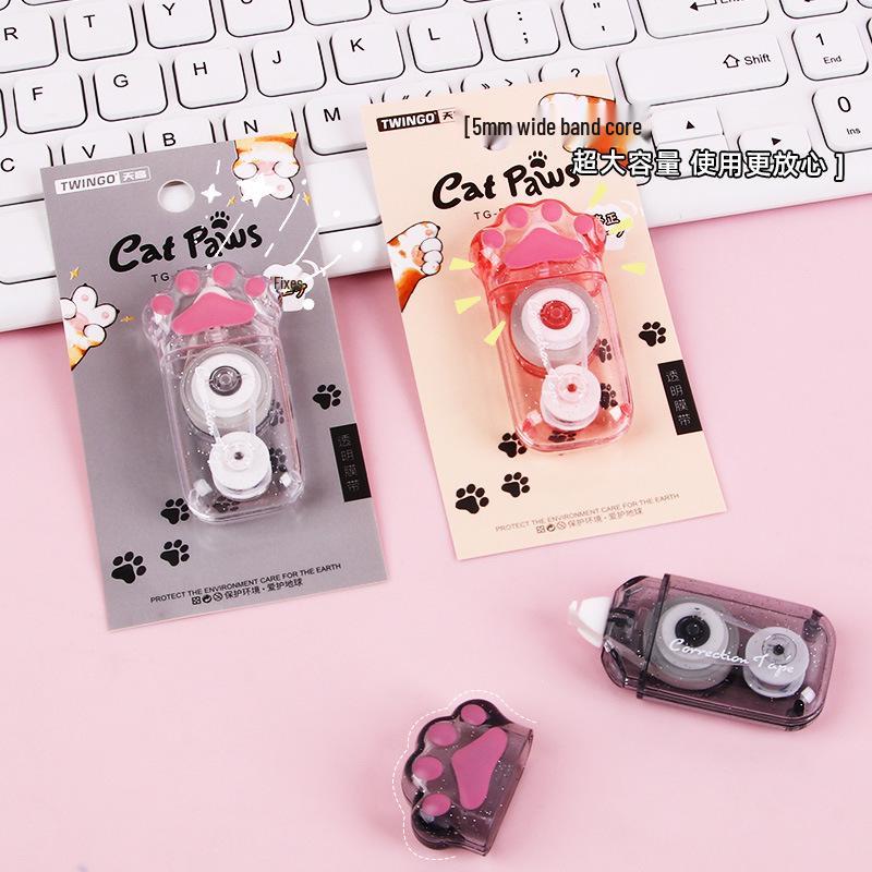 Cartoon Cat Paw Correction Tape: 6m Smooth Correction for Students