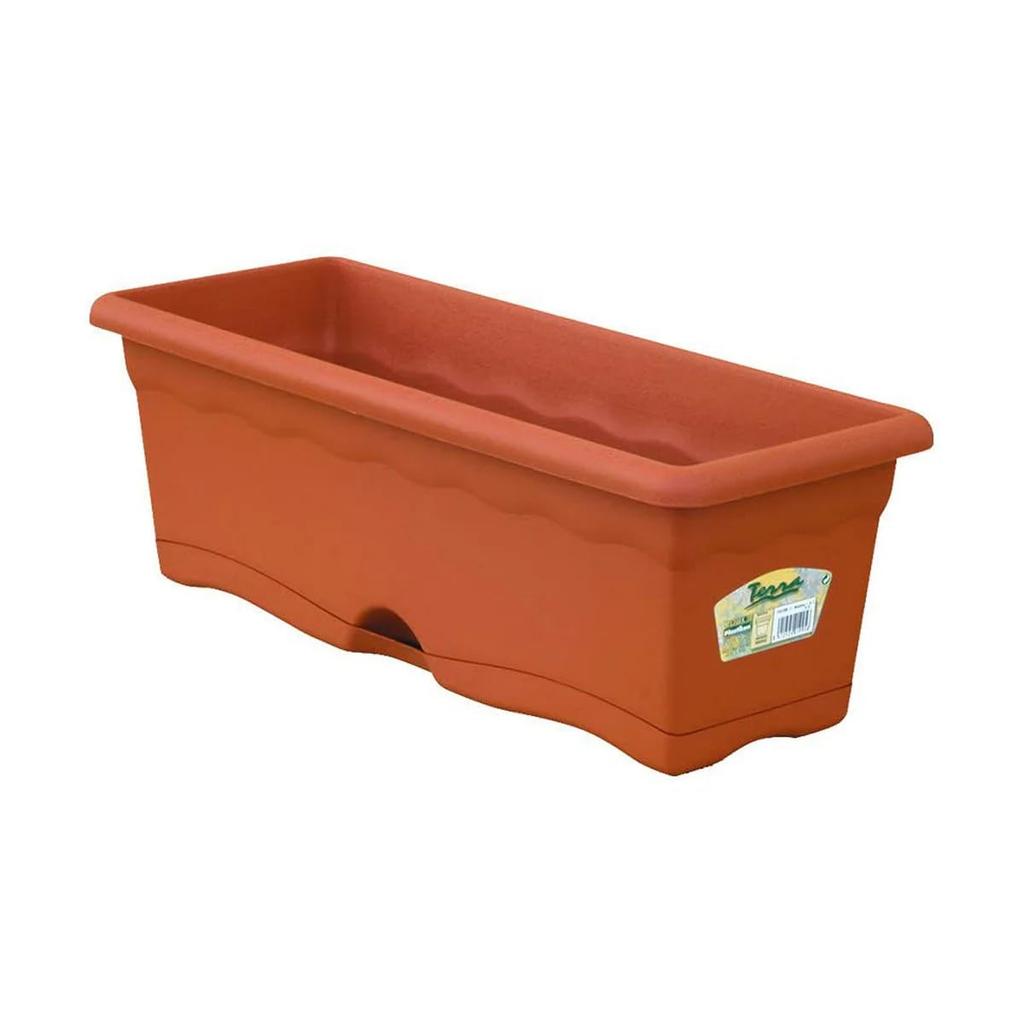 Planter with Integrated Saucer, Terracotta Colour, 60x20x17cm, 12l
