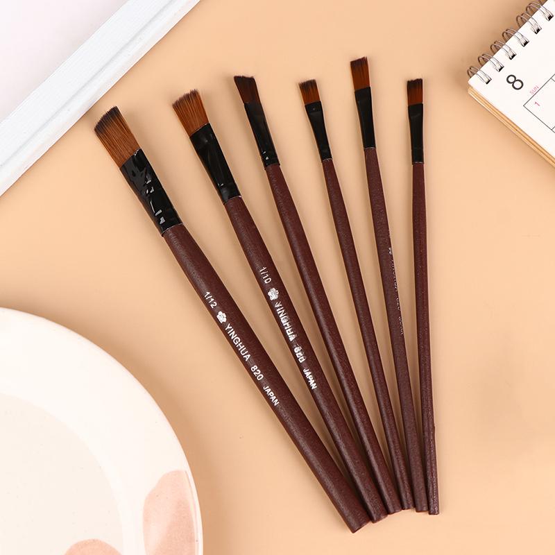 6 szt./zestaw pędzli artystycznych nylonowe pędzle do farb olejnych akrylowych artykuły akwarelowe