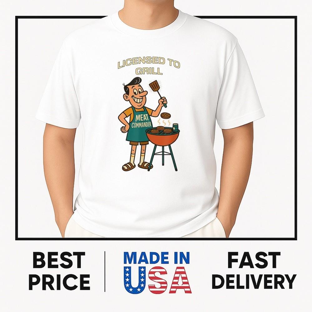 Licensed to Grill Fun Retro Style, Funny Dad - Mens Grilling T-Shirt ON TREND Unisex T-Shirt XL