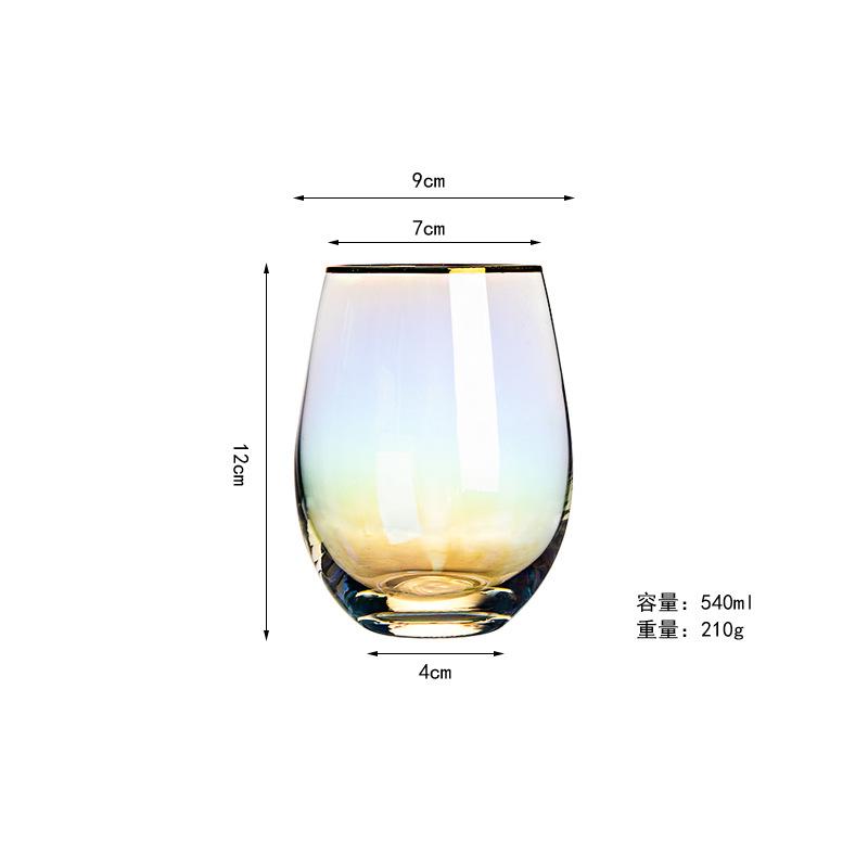 Cupa Creativă Colorată Electroplată din Sticlă cu Capacitate Mare Cupă Colorată în Formă de Ou Cupă Cristal Curcubeu Net Red