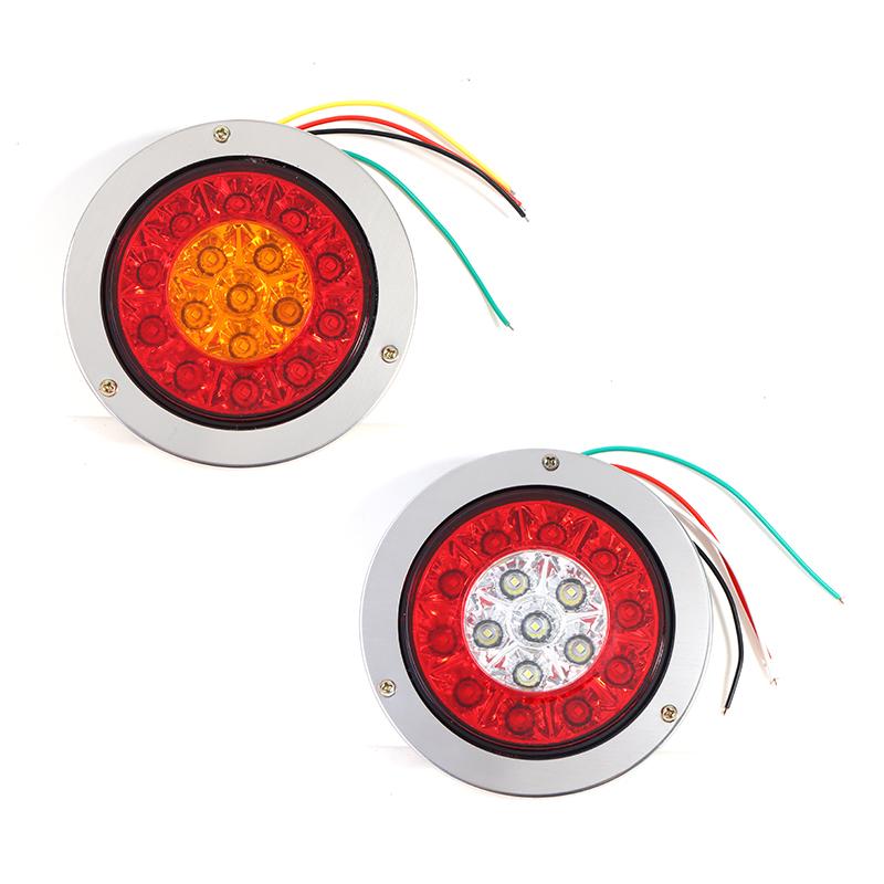 16 Led Car Round Amber Red Taillights Rear Stop Brake Running Reverse Lamp