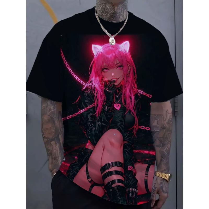 Cartoon Sexy Girl Pattern 3d Printed Men's T-Shirt Oversized Sweatshirt For