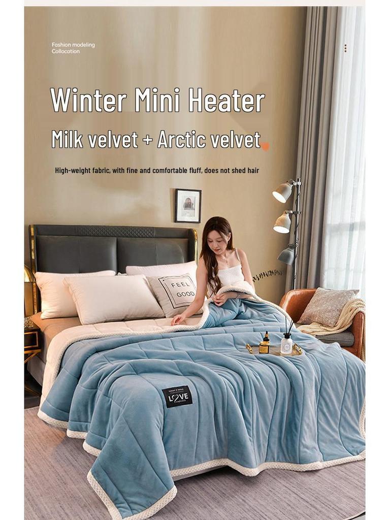 Milchsamt Verdickte Dreilagige Fleecedecke für Einzel- oder Doppelbett - Warme und Kuschelige Tagesdecke, Perfekt für Geschenke und Gruppenbestellungen