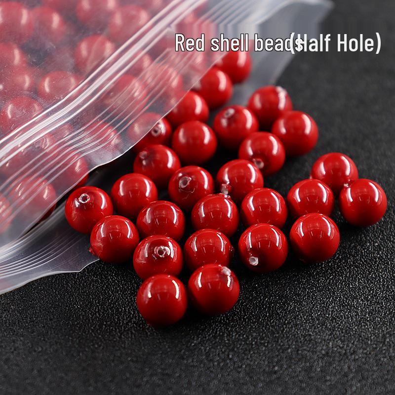 Half-drilled Round Shell Pearl Beads for DIY Jewelry: Earrings, Ornaments, Rings, Semi-finished Products, Buttons