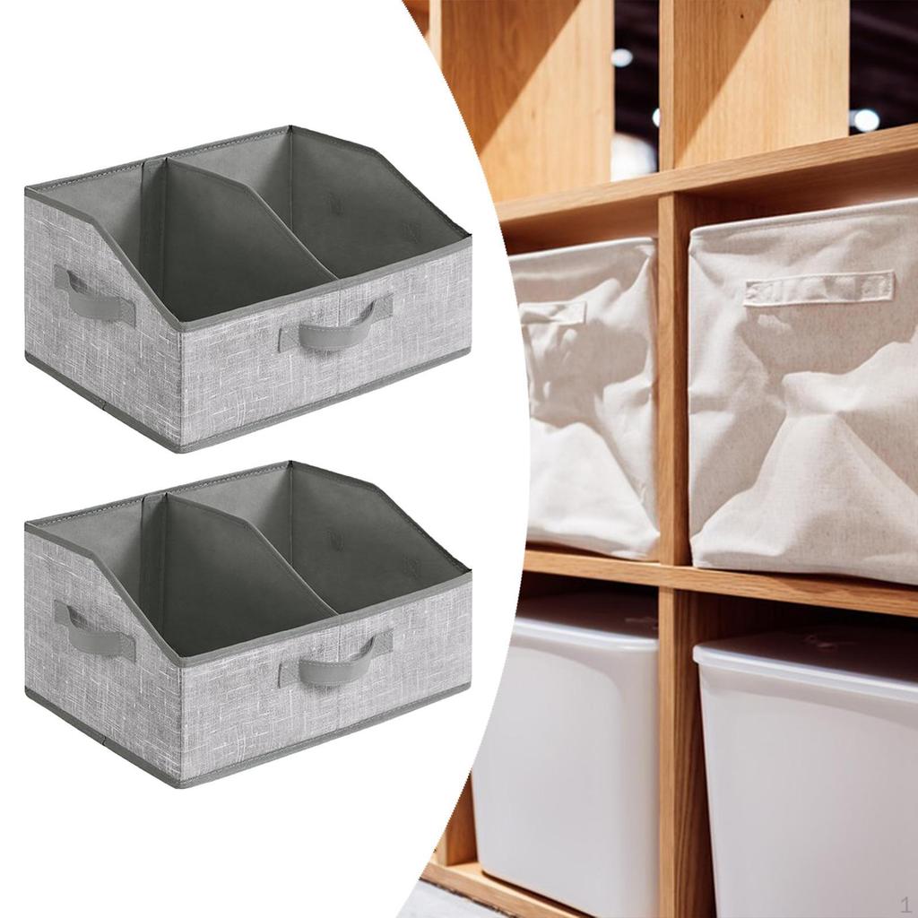 2 Collapsible Storage Bins, Essential for Closet Organization, Space Saving Divided Basket