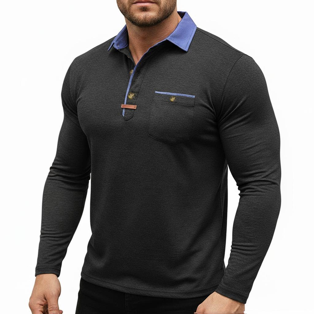 Herrfärg Långärmade Toppar Herr Casual Mode Långärmade Toppar