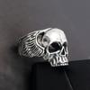 Retro Wings Skull Ring For Men Silver Color Punk Gothic Rock Hiphop Open Ring Handmade Designer  Biker Accessories Gift