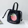Mini Canvas Drawstring Lunch Bag Handbag Female Cartoon Strawberry Storage Bag Lunch Box Small Cloth Bag Women Tote Food Bags