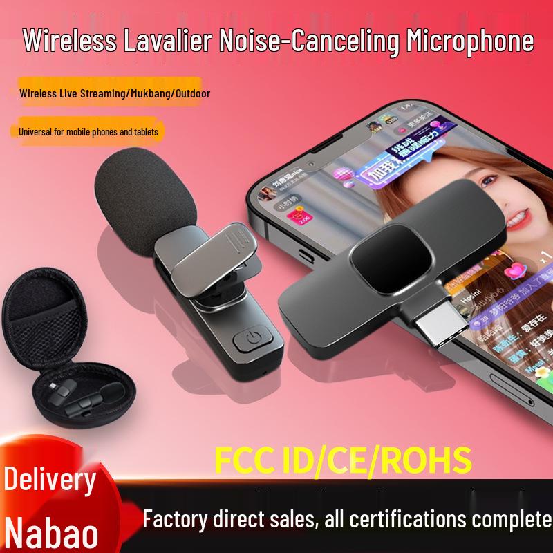 Dual Wireless Lavalier Microphone for Outdoor Live Broadcasts and Video Recording with Noise Reduction