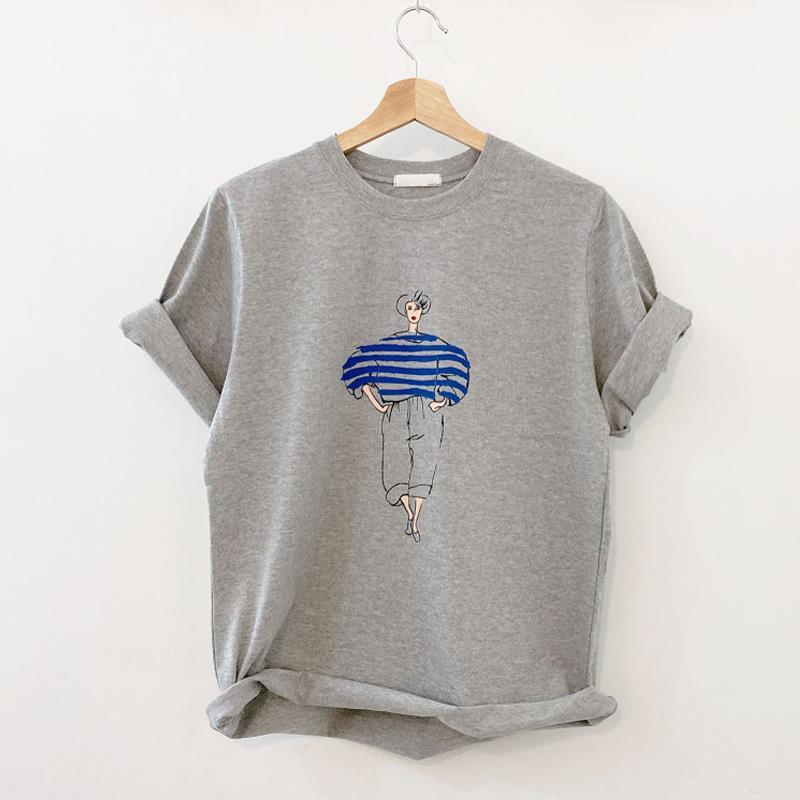 Topy Ženy Bavlna Léto Tričko velké velikosti Polo výstřih Volné Potištěné Ležérní svetr Tričko Top