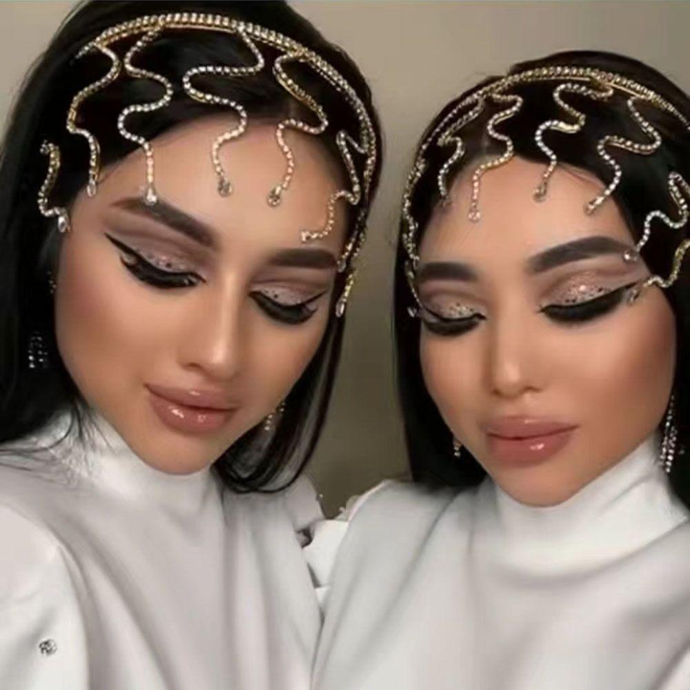 Hair Accessories Bride Crown Snake Crystal Tiara Vintage Bend Rhinestone Headband  Wedding