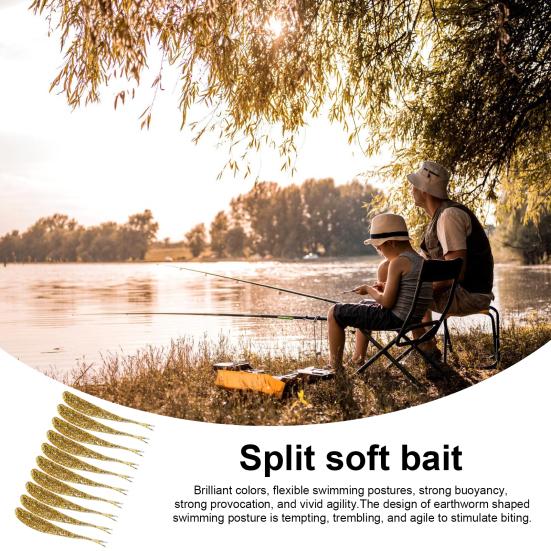 10Pcs 7.5CM Soft Bait Double Split Tails Realistic Flexible Long Colorful Freshwater Seawater Universal Artificial Fishing Lure Swimbait
