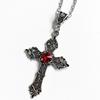 Adjustable Gothic Cross Pendant Necklace - Alloy Statement Jewelry with Rhinestone Detail, Punk Unisex Chain for Women and Men
