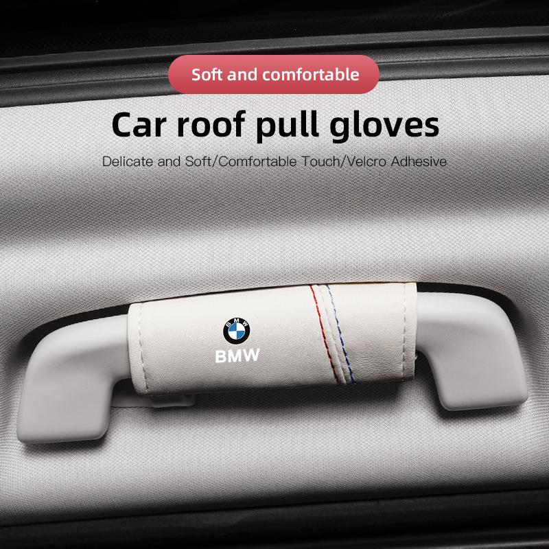JFTX5 2Pcs Suede Handle Cover Car Roof Armrest Pull Protection Glove For BMW E46 E60 E70 Performance F30 F40 E39 E36 E87 M F10 E90 F20