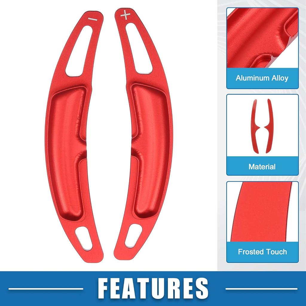 Steering Wheel Shift Paddle Cover Shifter Extension for Porsche Cayenne 2010-2021 Aluminum Alloy Red (Set of 2)
